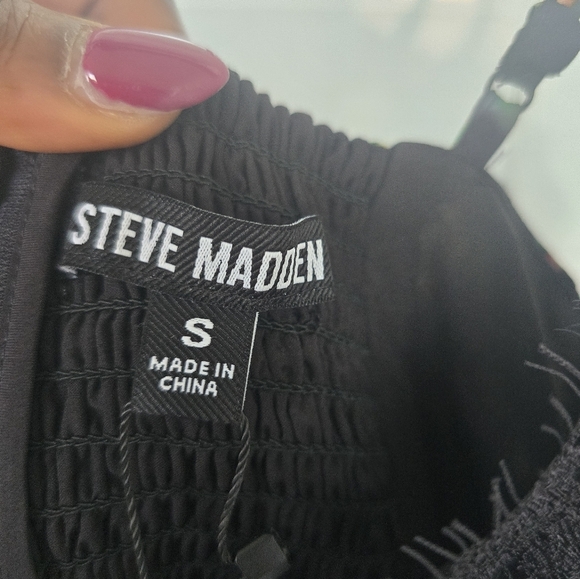 Steve Madden Yasmina V-Neck Lace-Trim Dress Sz Small Ruffle Hem New - Picture 10 of 16